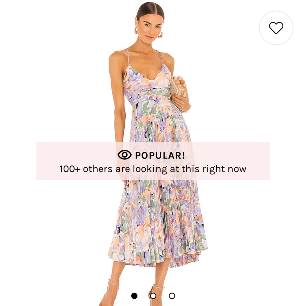 ASTR The Label Blythe Dress in Coral Multi / FLORAL PLISSE MIDI DRESS